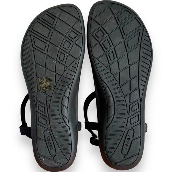 Aetrex Women’s Charlie Black Leather T-strap Thong Flat Sandal Size 8.5 NEW - Picture 9 of 11
